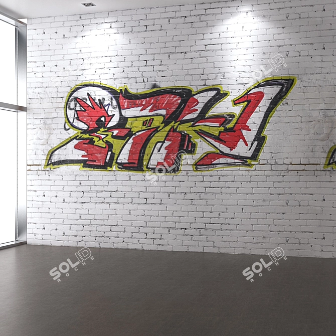 Seamless Brickwork Graffiti 4K 3D model image 2