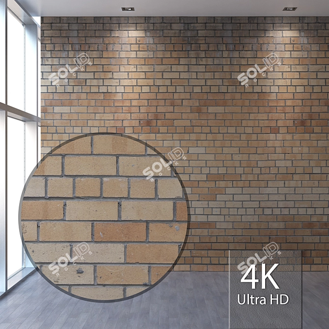 Seamless Yellow Brickwork Texture 3D model image 1