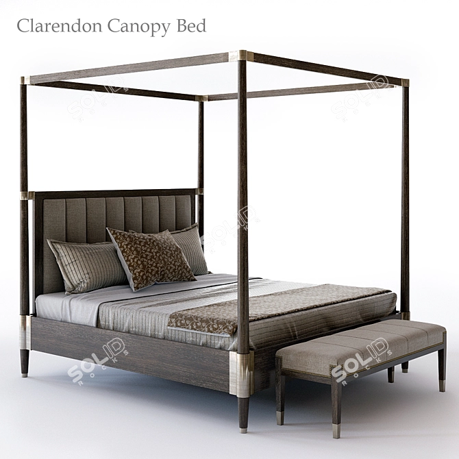 Elegant Bernhardt Canopy Bed 3D model image 1