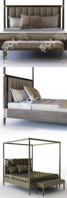 Elegant Bernhardt Canopy Bed 3D model image 2