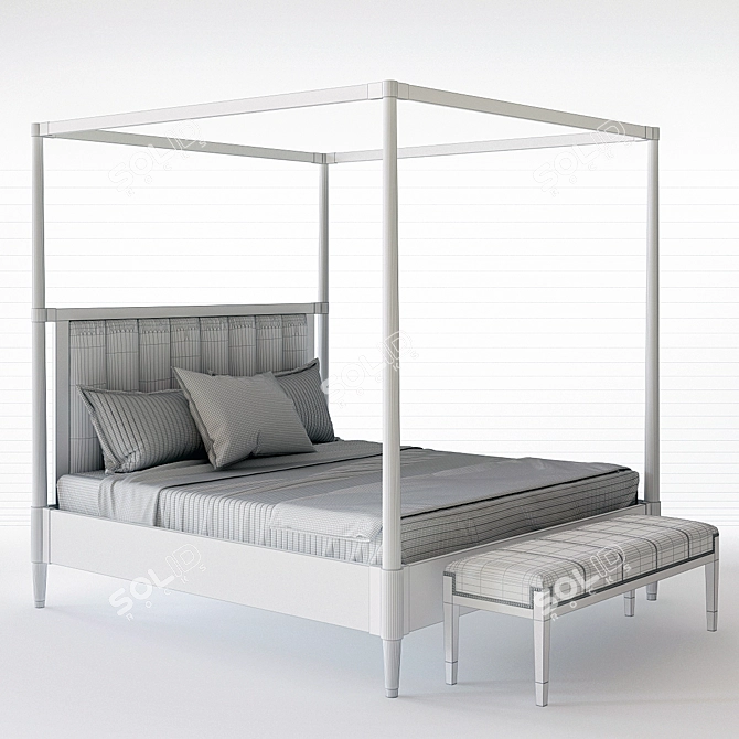 Elegant Bernhardt Canopy Bed 3D model image 3