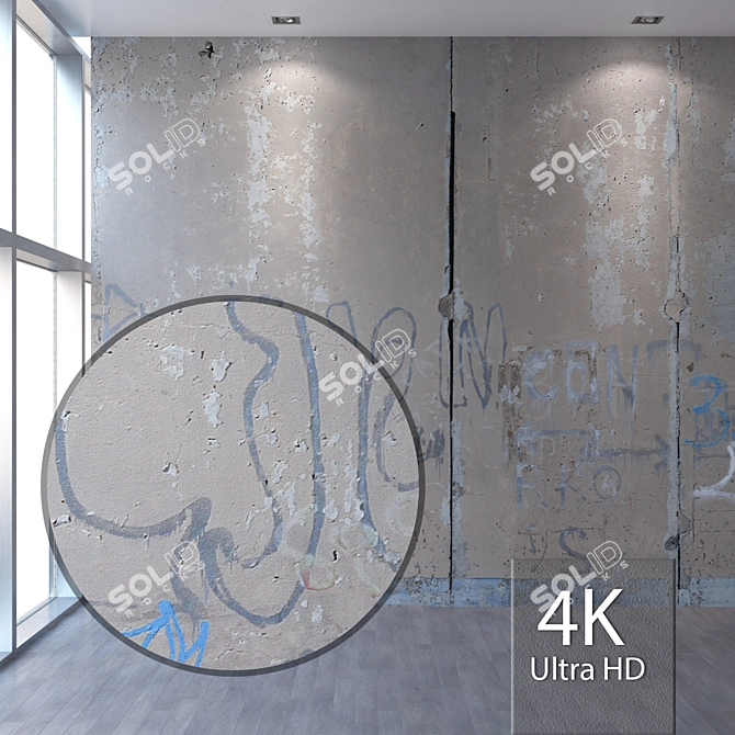 Seamless 4K Graffiti Concrete Wall 3D model image 1