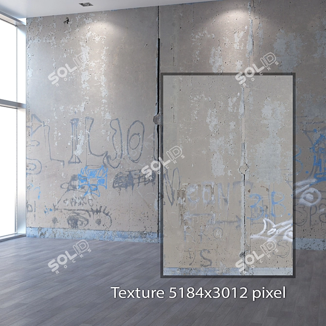 Seamless 4K Graffiti Concrete Wall 3D model image 2