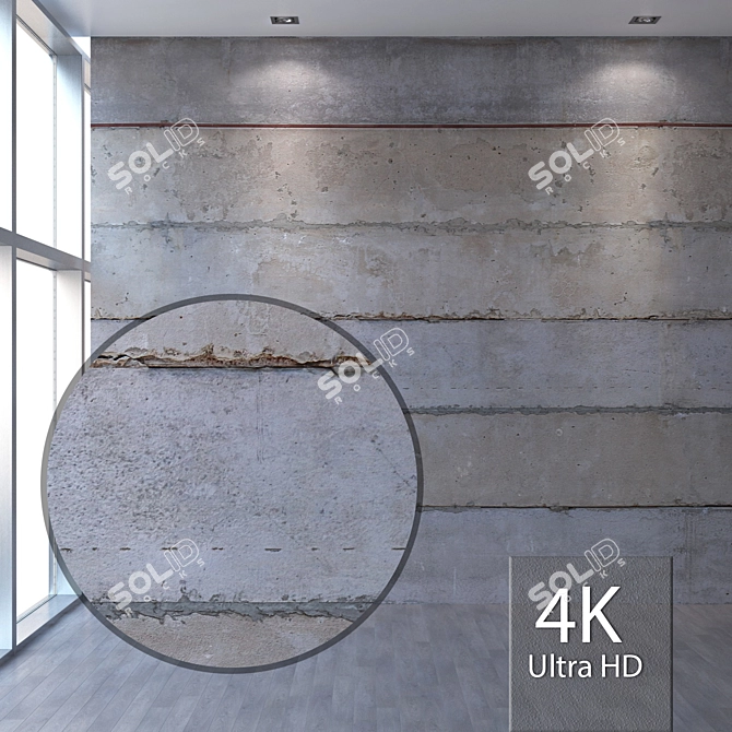 Seamless 4K Concrete Wall Texture 3D model image 1