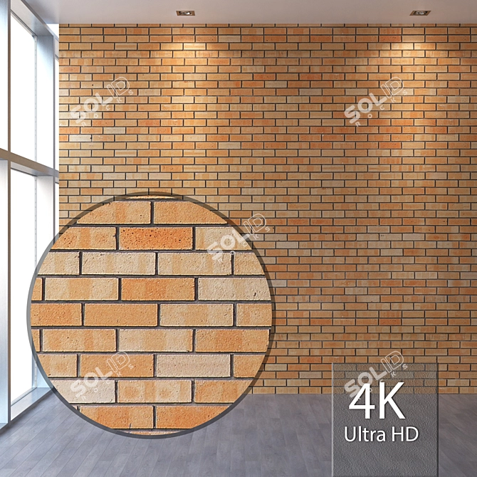 Seamless 4K Yellow Brickwork 3D model image 1