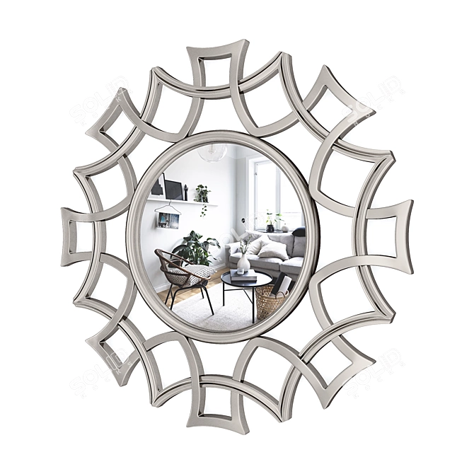 Starburst Silver Wood Accent Mirror 3D model image 2