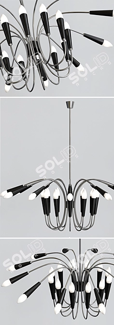 Aretha Suspension Light - Classic Elegance in Chrome and Black 3D model image 2