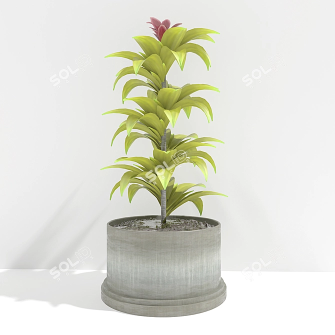 Decorative Metal Pot Plant 3D model image 1