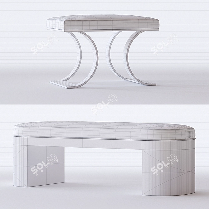 Sophisticated Bernhardt Axiom Bench 3D model image 3