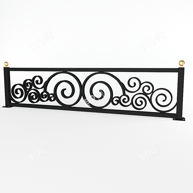 Elegant Wrought Iron Fence 3D model image 1