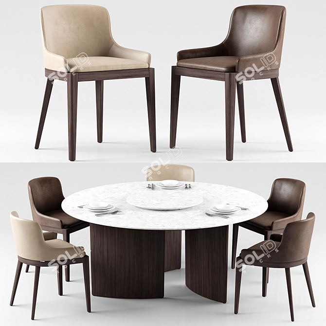 Elegant Cleo Chairs & Ala Table Set for Stylish Spaces 3D model image 1