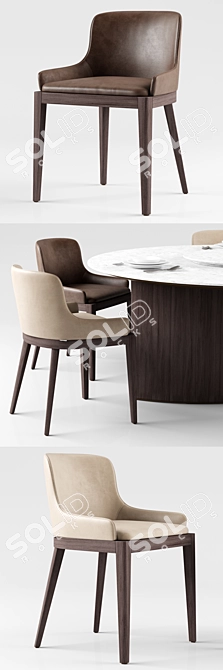 Elegant Cleo Chairs & Ala Table Set for Stylish Spaces 3D model image 2