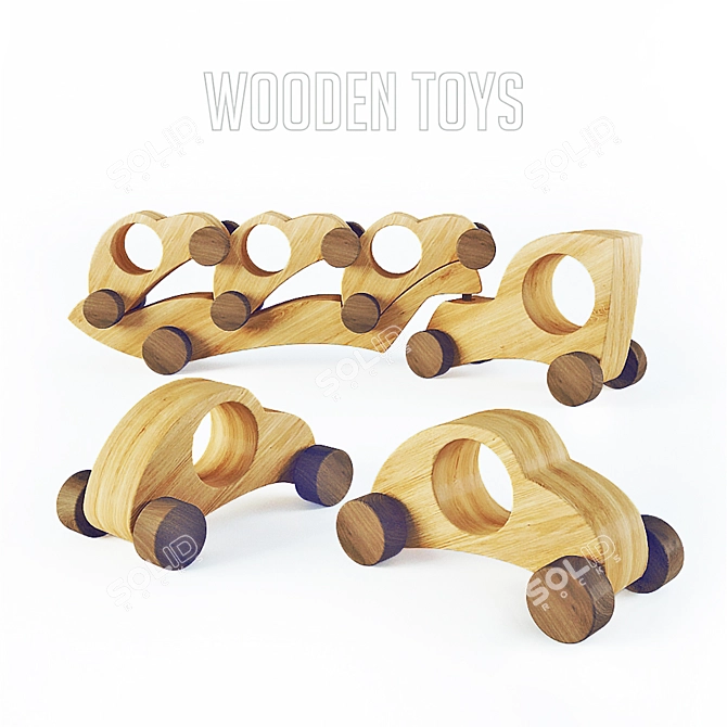 Handcrafted Wooden Toy Cars by Andrei Dobrodei 3D model image 1