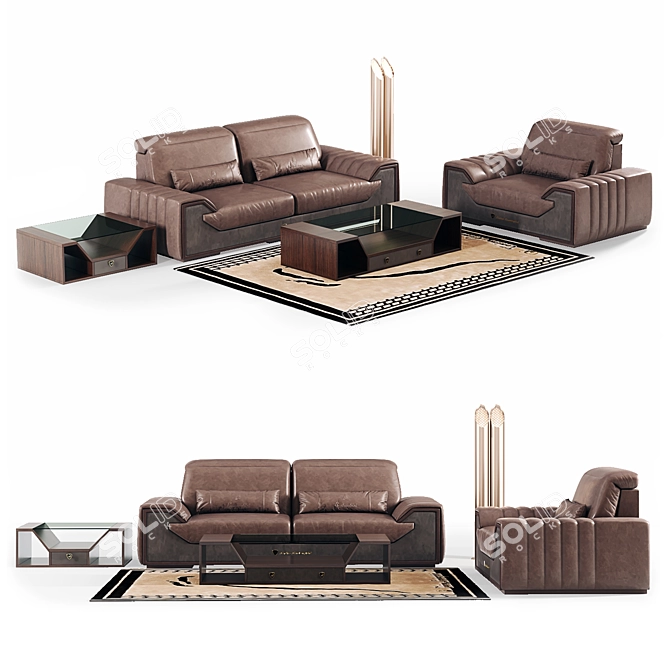 3dsMax 2013_Corona: Luxury Sofa Set 3D model image 1