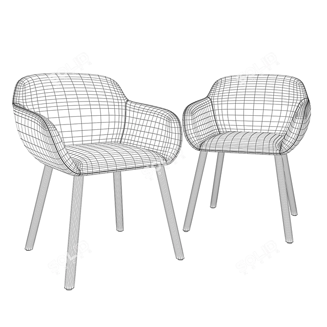 Elegant Myra Armchair: Fabric and Wood Blend 3D model image 2