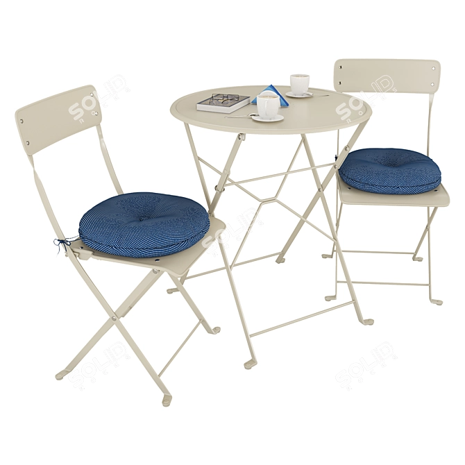 SALTHOLMEN 03 Desk + 2 Folding Chairs - Perfect Outdoor Set 3D model image 1