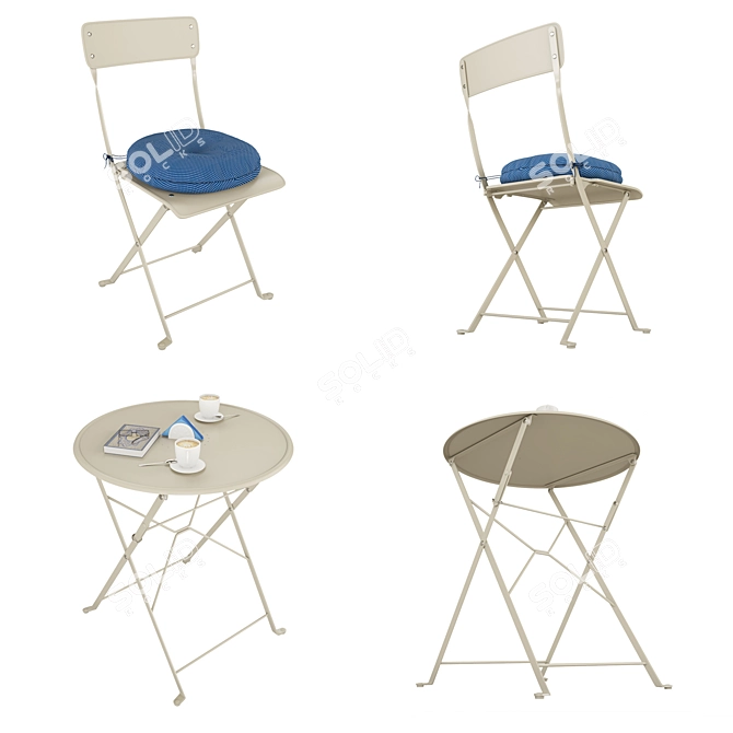 SALTHOLMEN 03 Desk + 2 Folding Chairs - Perfect Outdoor Set 3D model image 2