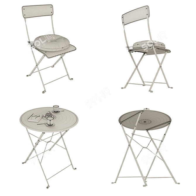 SALTHOLMEN 03 Desk + 2 Folding Chairs - Perfect Outdoor Set 3D model image 3