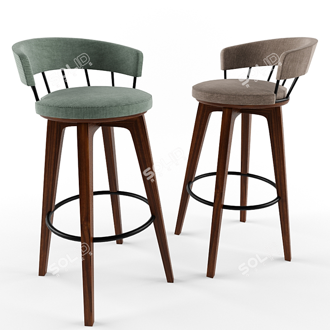 Modern Leather Bar Stool 3D model image 1