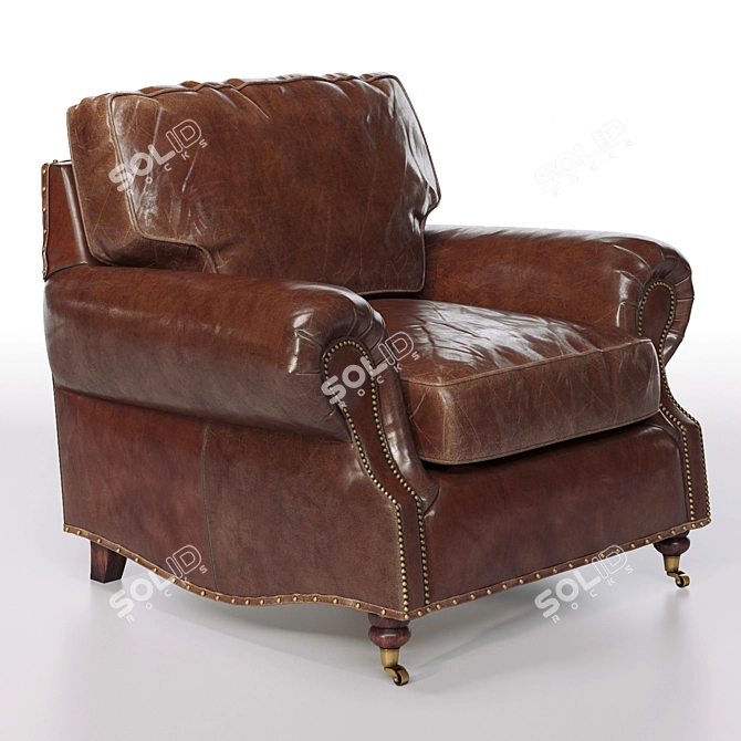 Vintage Leather Papa's Chair 3D model image 1