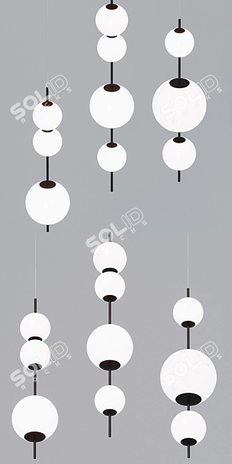 Elegant Beaded Pendant Lamp 3D model image 2