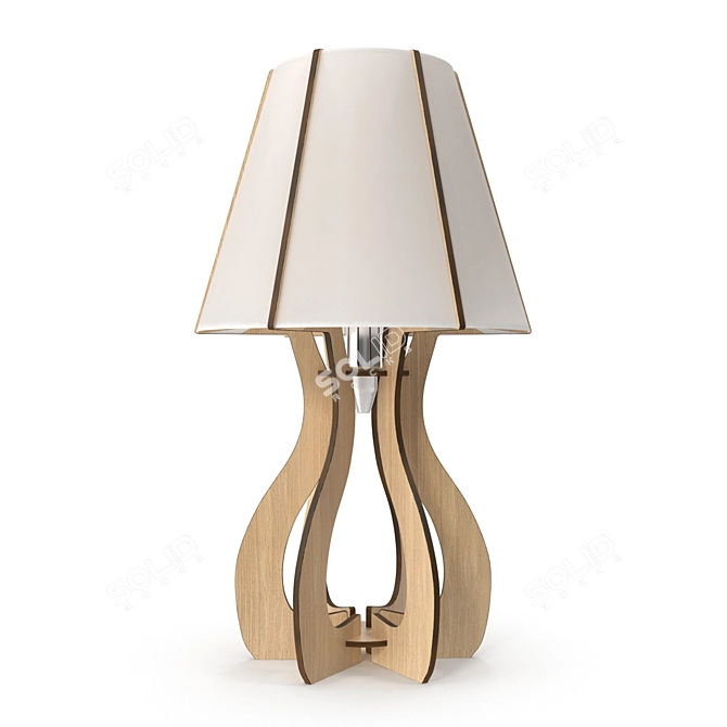 Modern Wood and White Table Lamp 3D model image 1