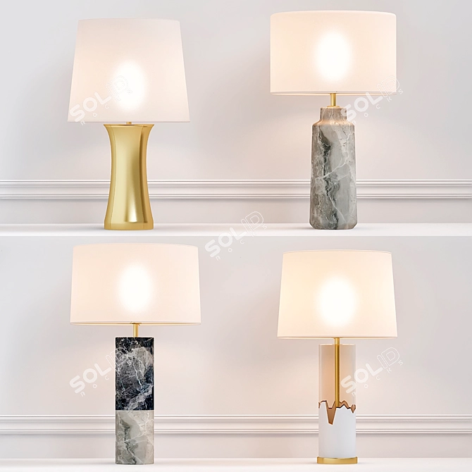 Modern Glass Table Lamp 3D model image 1