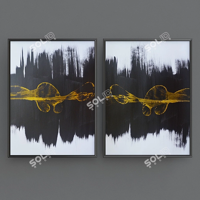 Abstract Diptych Wall Art 3D model image 2