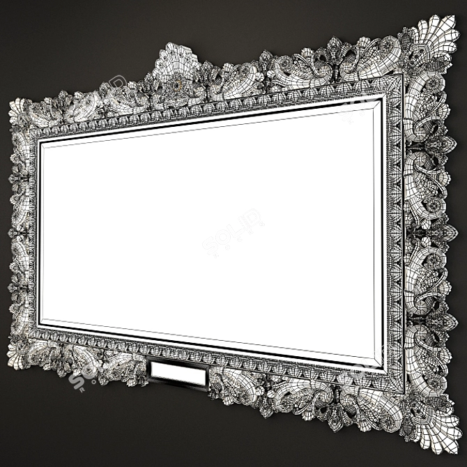 Elegant Carved Gold Mirror 3D model image 3