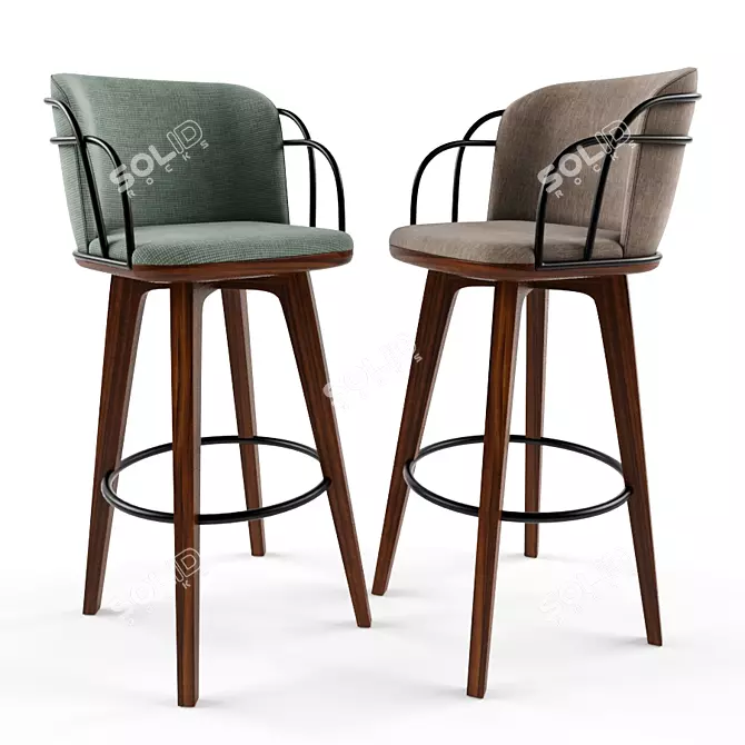 Arven Wa Bar Stool: Sleek and Stylish Seating 3D model image 1