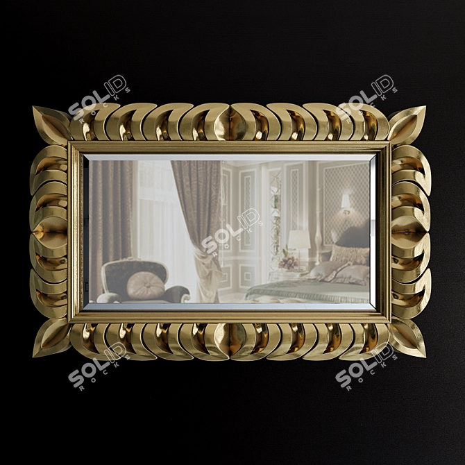 Modern Carved Frame Mirror 3D model image 1