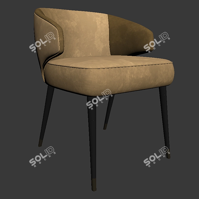 Elegant Parquet Dining Chair Set 3D model image 2