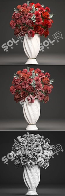 Elegant Crimson Bouquet 3D model image 3