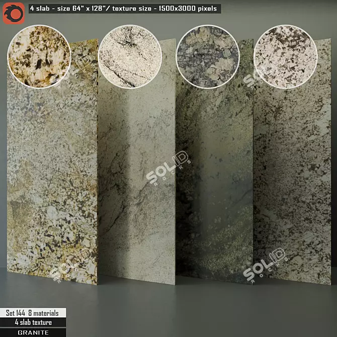 Premium Granite Slab Set 3D model image 1