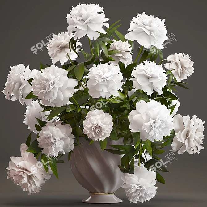 Pure Elegance: White Peony Bouquet 3D model image 1