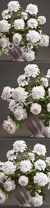 Pure Elegance: White Peony Bouquet 3D model image 2