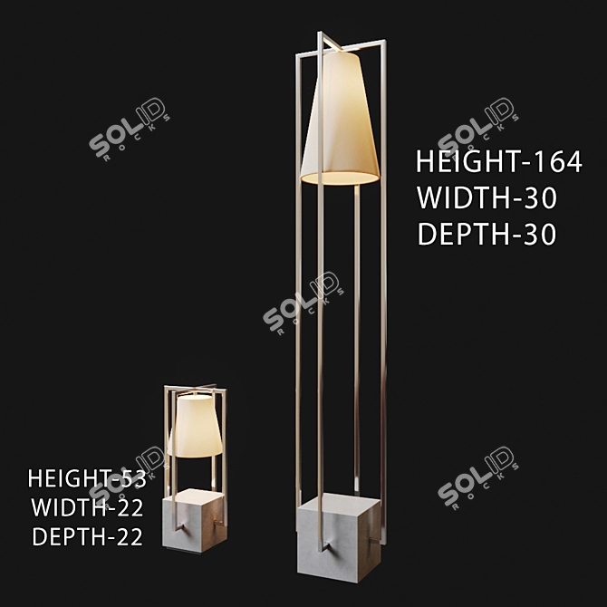 Elegant Metal Hurricane Lamps 3D model image 1