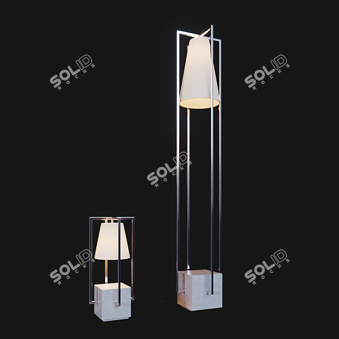 Elegant Metal Hurricane Lamps 3D model image 2