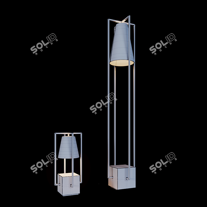 Elegant Metal Hurricane Lamps 3D model image 3