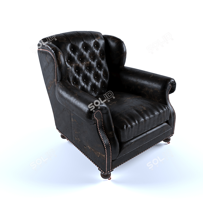 Classic Black Armchair Fit for Lords 3D model image 1