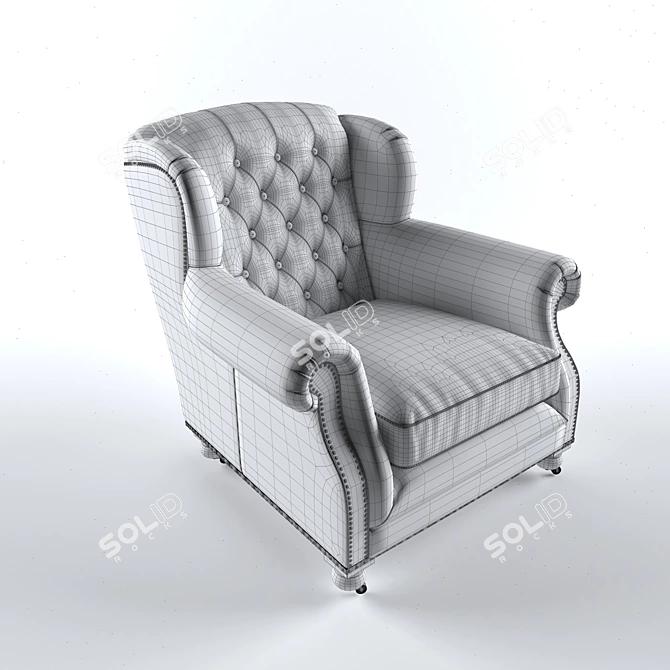 Classic Black Armchair Fit for Lords 3D model image 2
