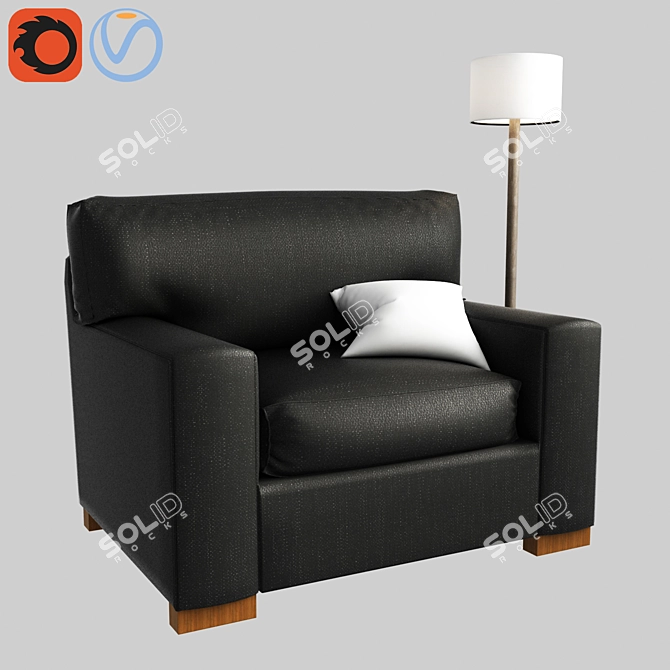 Cozy Comfort Upholstered Twin Armchair Sleeper 3D model image 1