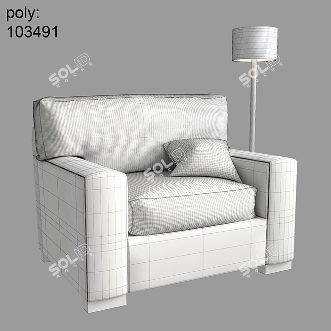 Cozy Comfort Upholstered Twin Armchair Sleeper 3D model image 3