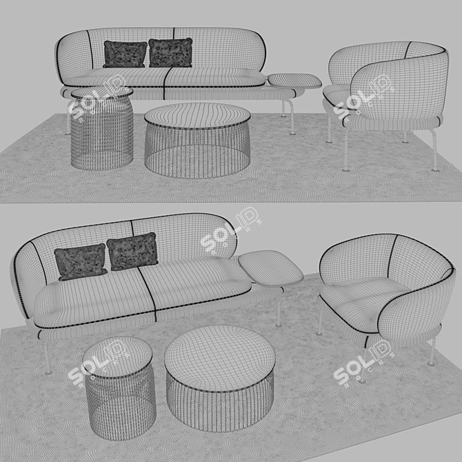 Soave Sofa Set - Luxurious Italian Design 3D model image 2