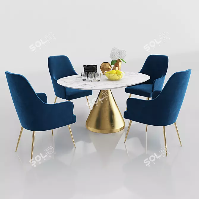 Silhouette Oval Dining Set 3D model image 1