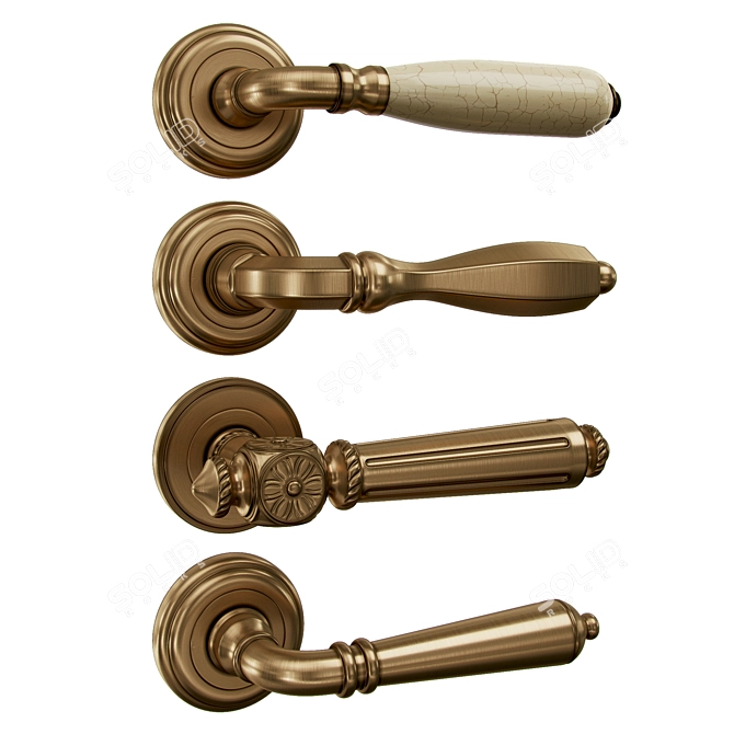 Elegant Rossi Door Handle Set 3D model image 1