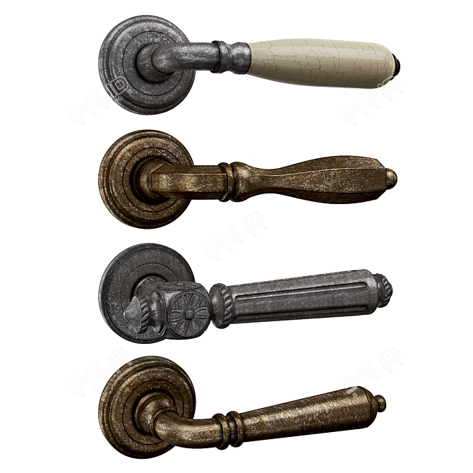 Elegant Rossi Door Handle Set 3D model image 2