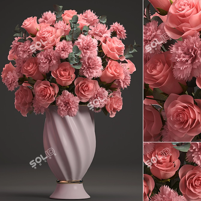 Pretty in Pink Bouquet 3D model image 2