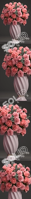 Pretty in Pink Bouquet 3D model image 3