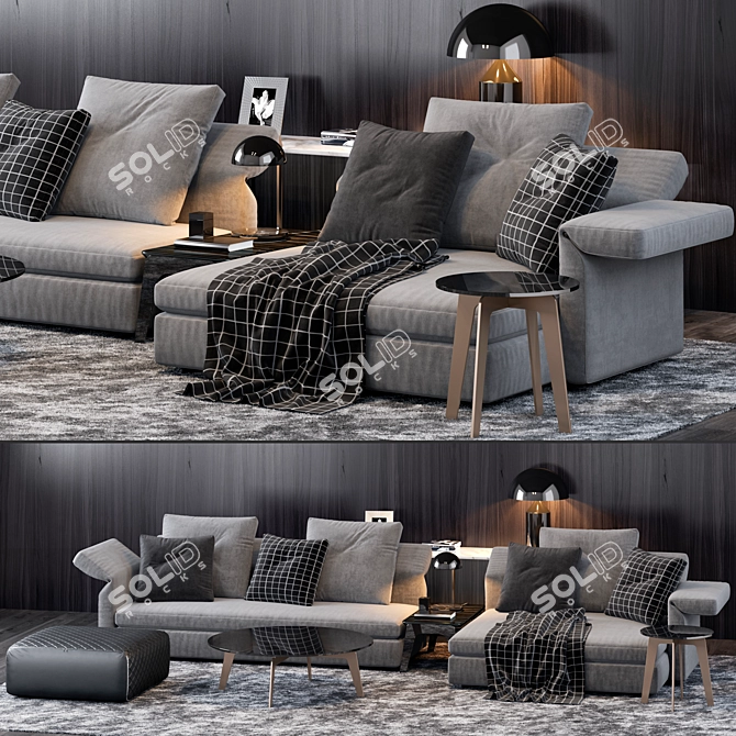 Elegant Collar Sofa by Minotti: Perfect Blend of Comfort and Style 3D model image 1